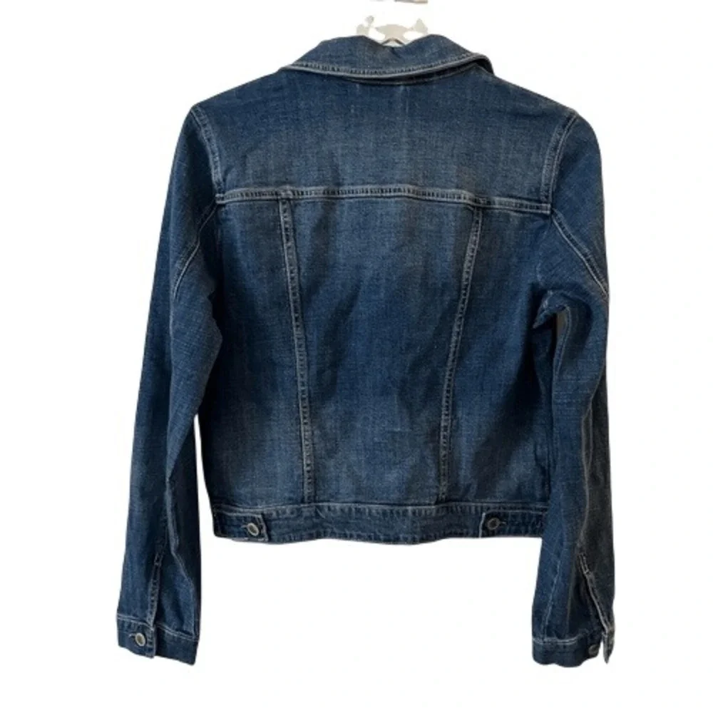 Cosmic Blue Love Luminary Denim‎ Jacket Medium Wash Button Front Classic Fit XS